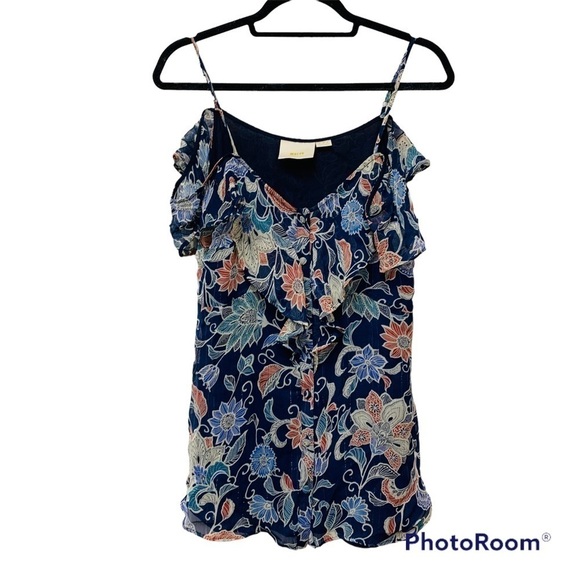 Maeve Anthropologie Mariposa Open Shoulder Ruffled Top - Picture 2 of 11